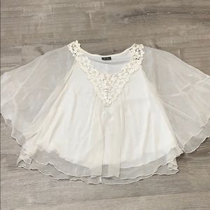 Sheer Flowy Top - Ivory - Medium
